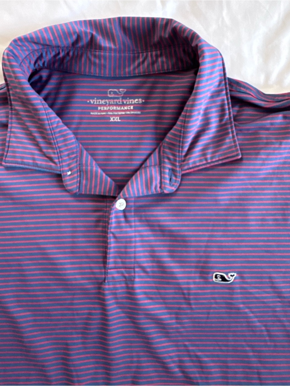 Vineyard Vines Performance Polo Shirt XXL Mens Navy Red Striped Golf Whale